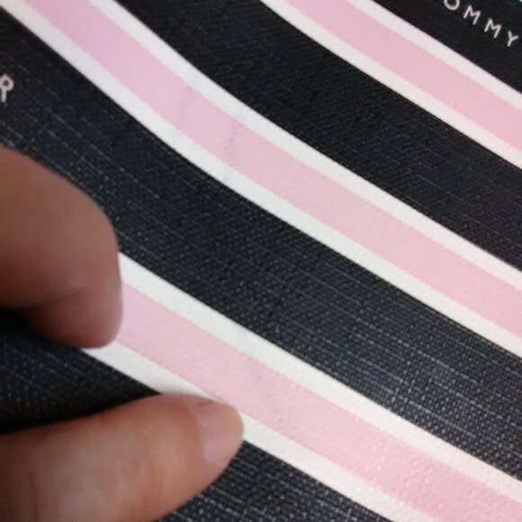 Tommy Hilfiger pink & black & cream ? striped handbag NEW NWT - Picture 9 of 16